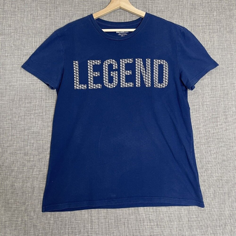 William Rast Shirt Mens Large LEGEND Graphic Geometric Blue Grey White - Picture 2 of 12